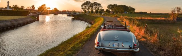 A car parked during sunset