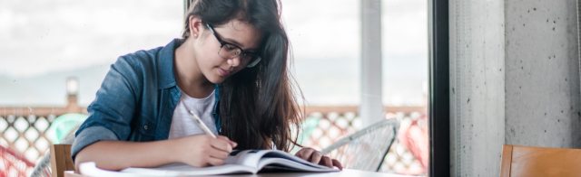 A student working on an assignment for school