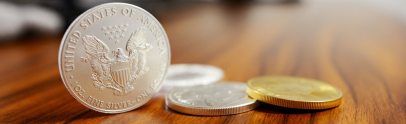 Metal coins on a table