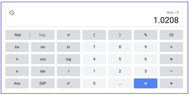 Typing in parenthetical calculations for personal loan payments