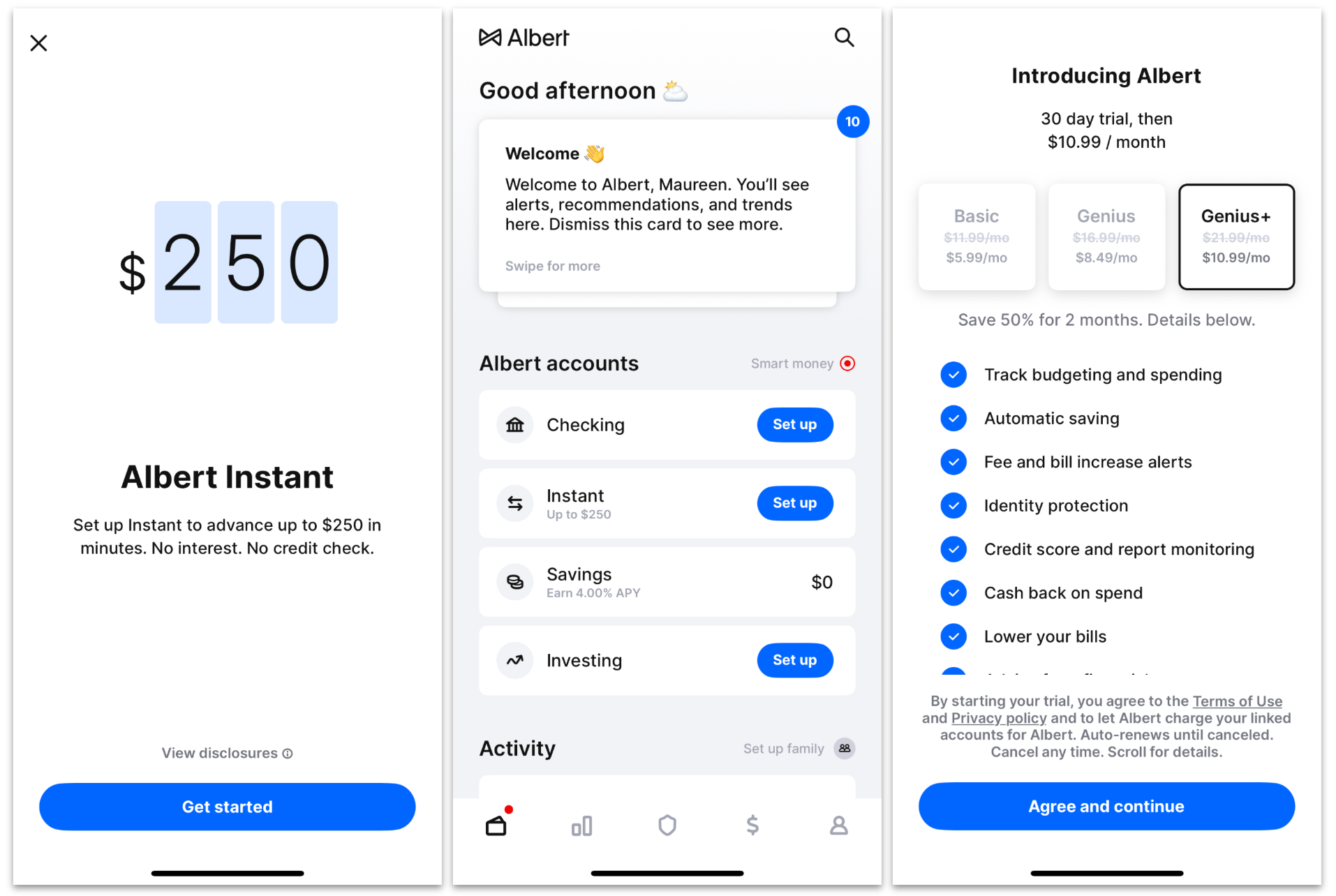 Screenshot of Albert Cash Advance