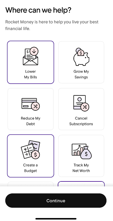 Image of Rocket Money user interface