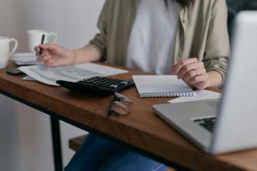 Working at desk