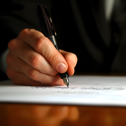 Signing loan document